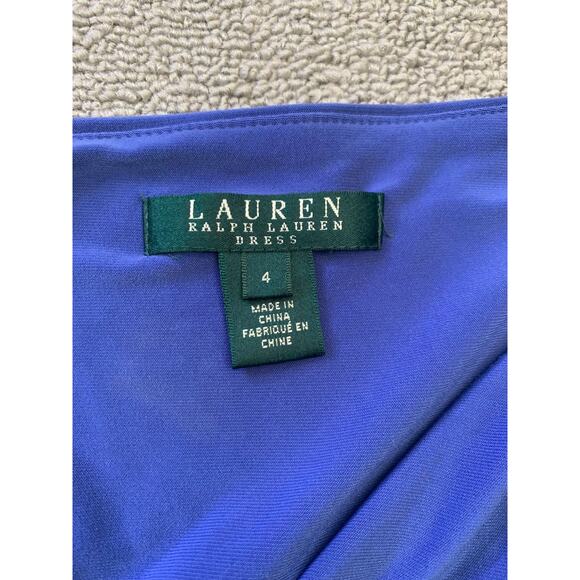 Lauren Ralph Lauren Elsie Dress‎ Blue Size 4 Sleeve Surplice Neck Stretch - Picture 3 of 11